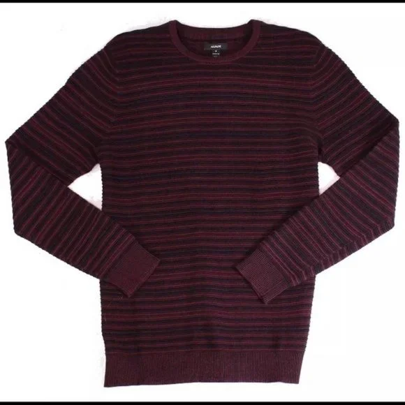 NWT Macy's Alfani Men's Sweater Port Red Ottoman Textured Crewneck - Picture 2 of 14